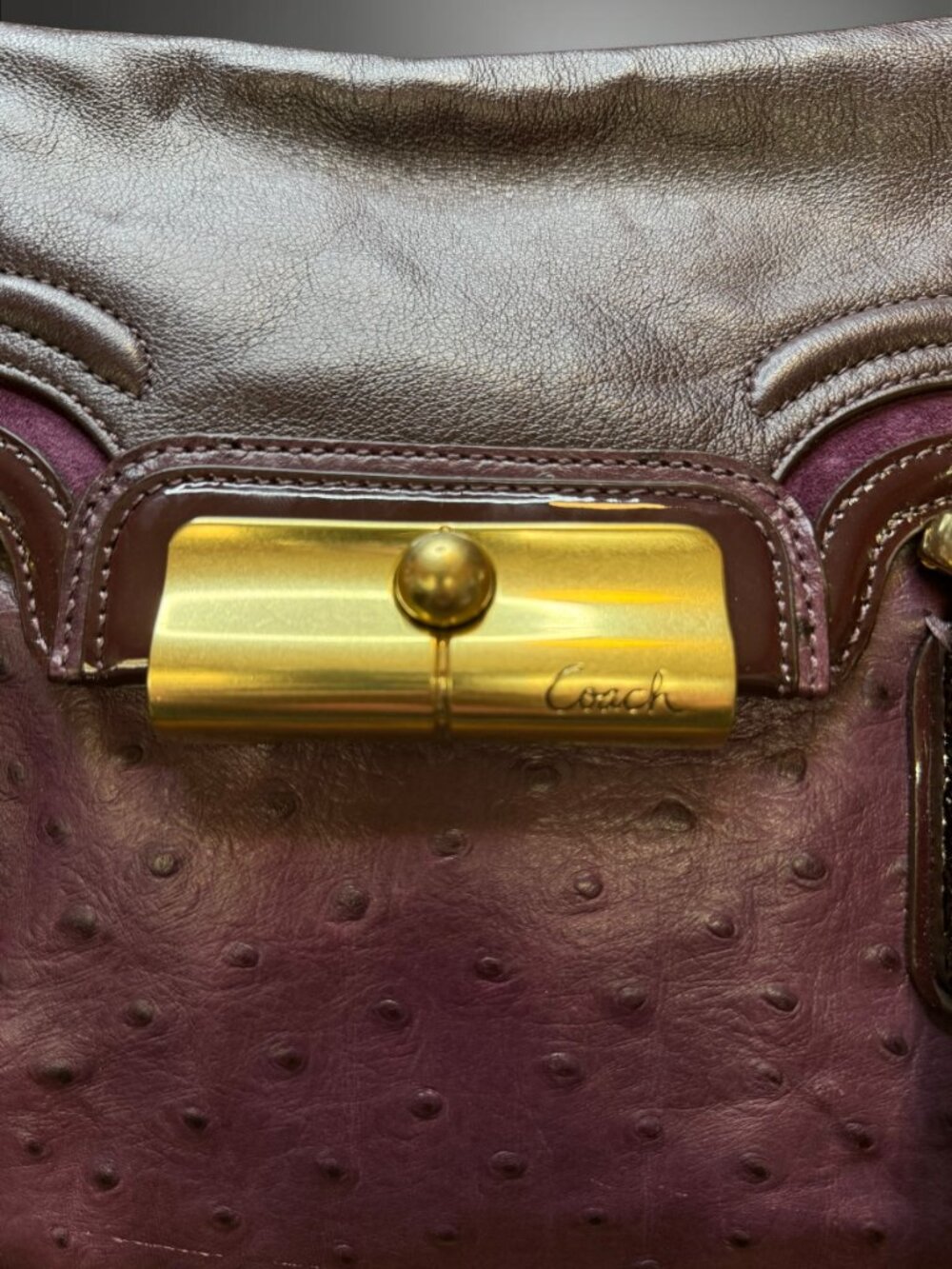 Coach Kristin Ostrich Embossed Leather Spectator Satchel — EUC - Picture 12 of 16